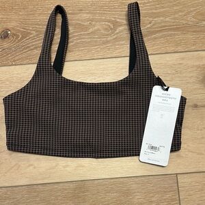 Micro Houndstooth Bra - Black and Brown